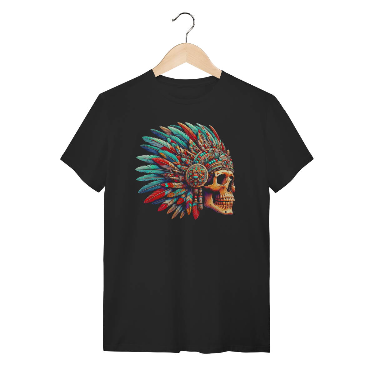 Nome do produto: Camiseta Caveira Tribal Color - Explosão de Cores Streetwear