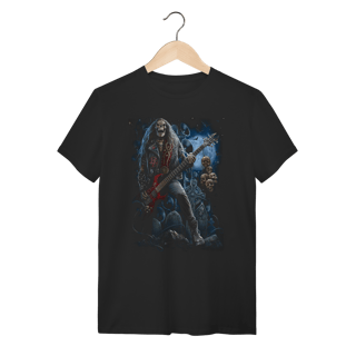Camiseta Rock n' Roll Caveira Guitarrista no Cemitério - 100% Algodão