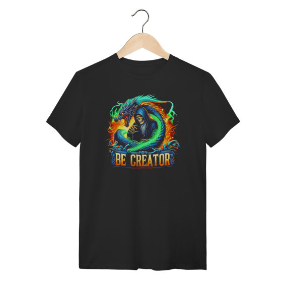 Camiseta Fantasy Mago Ceifador e Dragão de Raio - Be Creator - Preta
