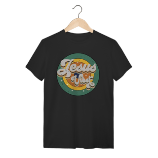 Camiseta Jesus Vibe Vintage - Estilo Anos 70 - Preta Algodão
