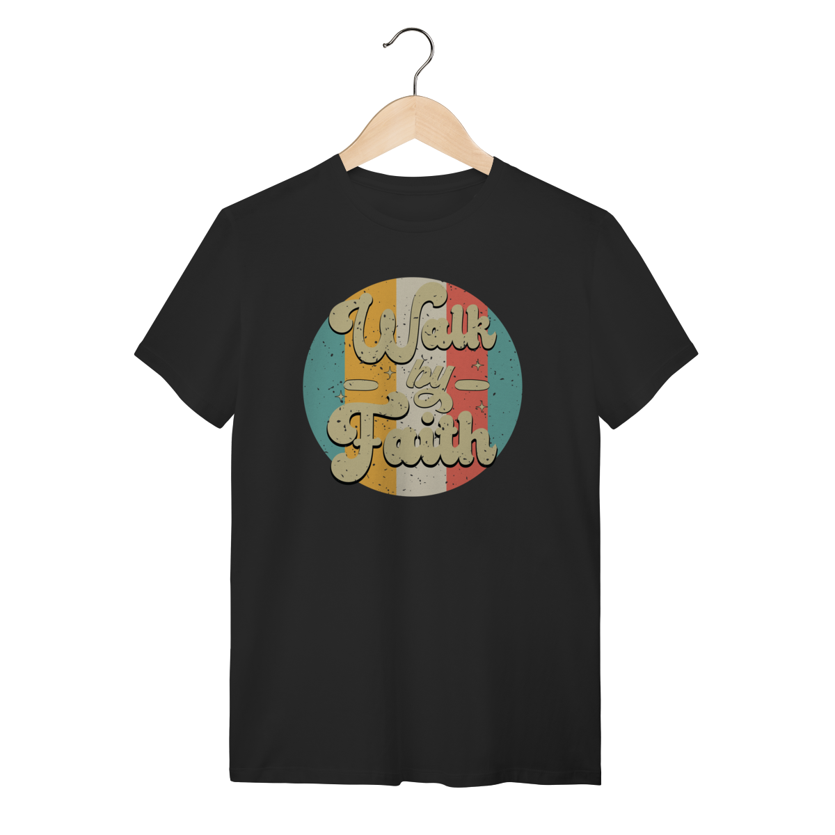 Nome do produto: Camiseta Walk by Faith - Caminhe pela Fé - Estampa Vintage