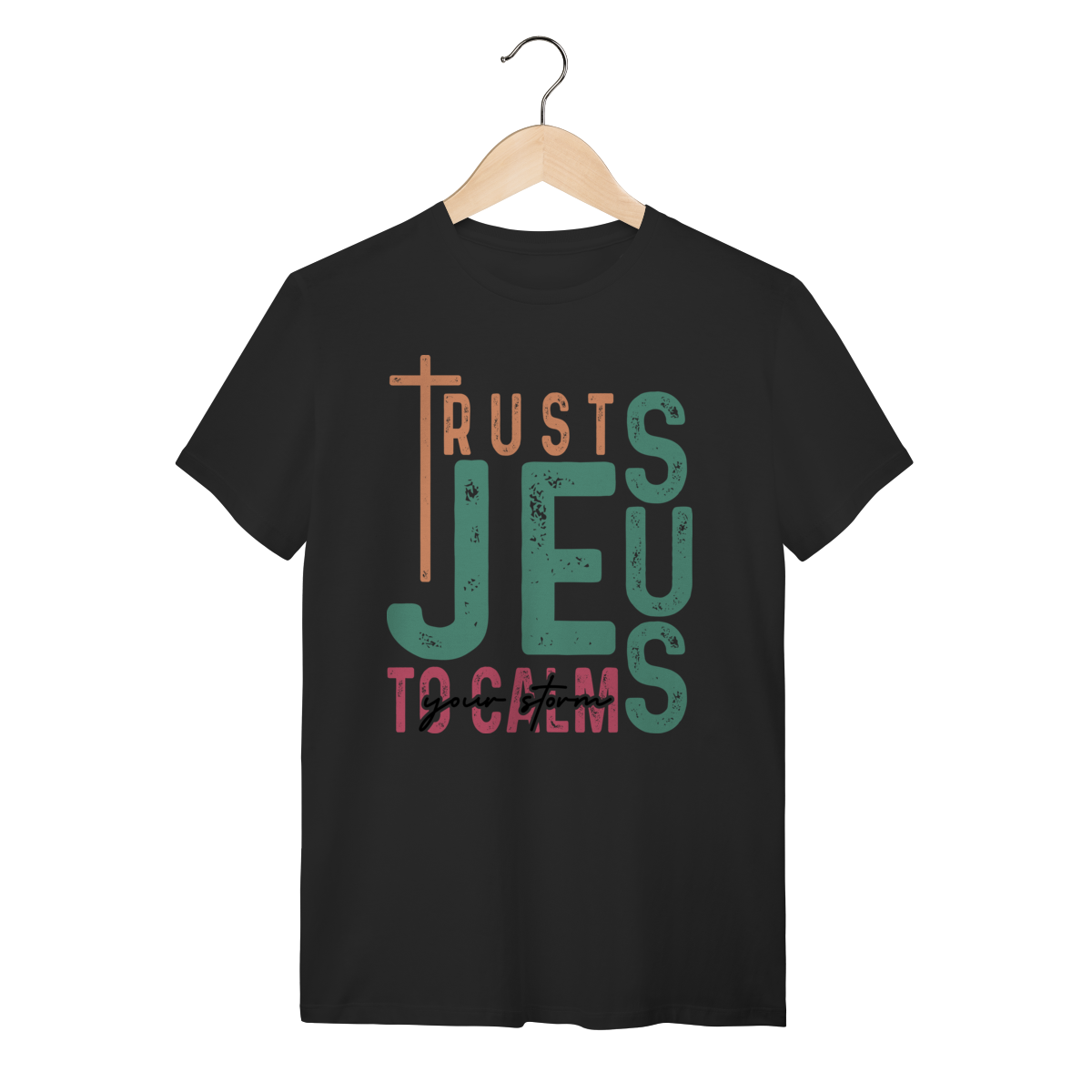 Nome do produto: Camiseta Trust Jesus - Confie em Jesus - Algodão Premium