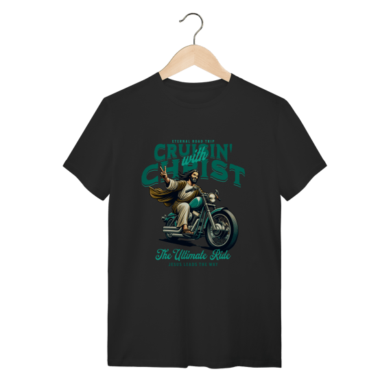 Camiseta Cristã Biker Cruisin' with Christ - Retrô Motorbike