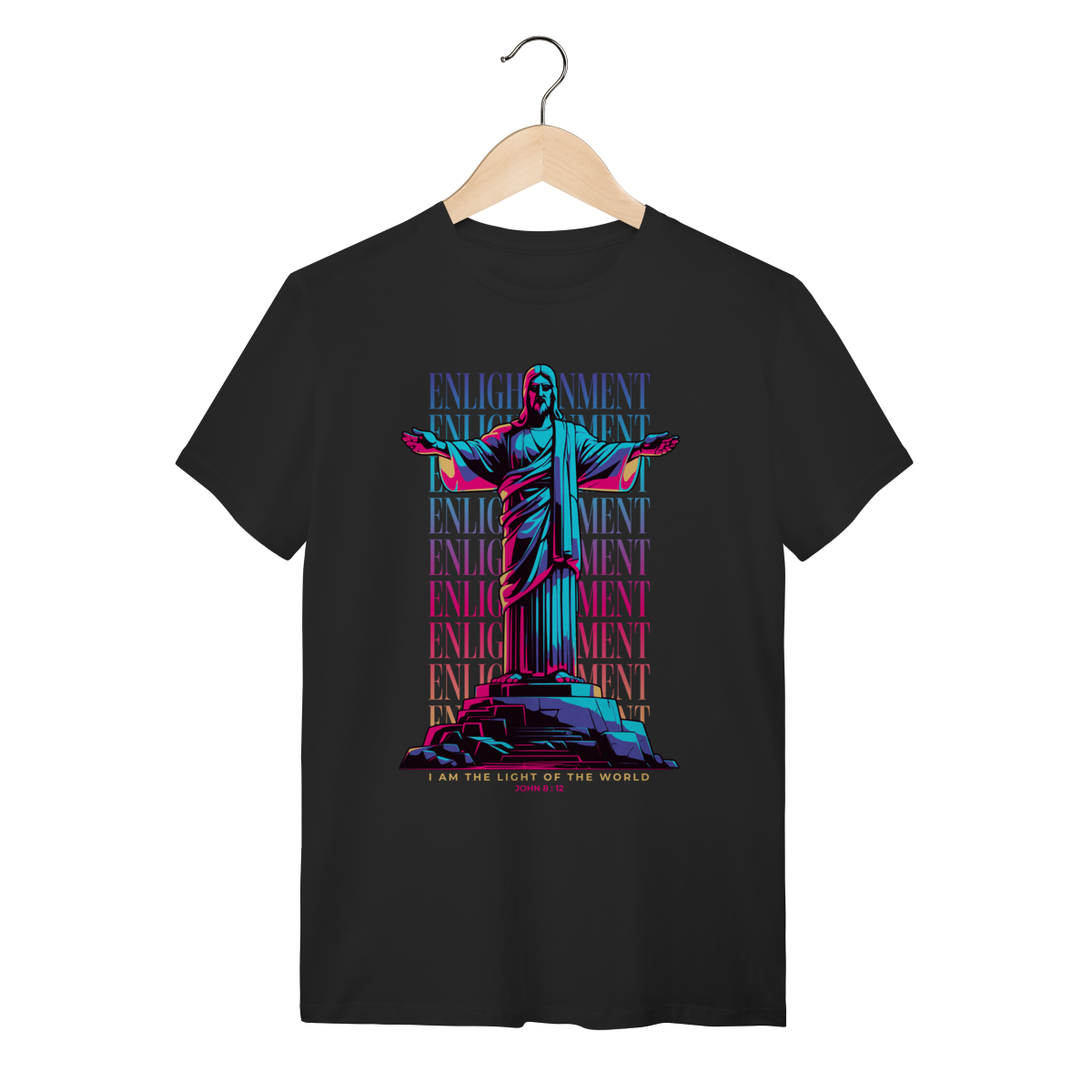 Nome do produto: Camiseta Jesus Light of the World - Estilo Neon Synthwave