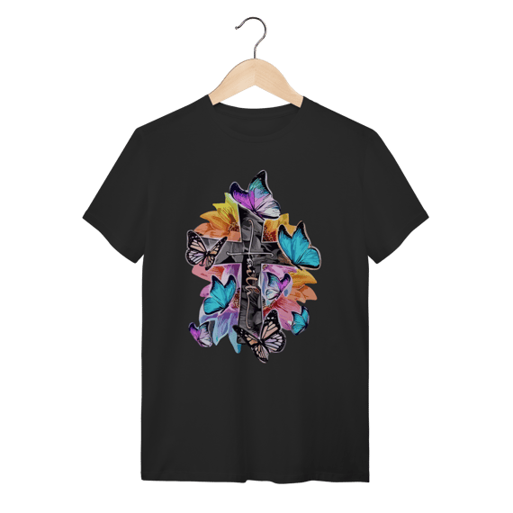 Camiseta Cristã Faith Borboletas - Estampa Colorida e Delicada