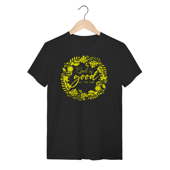 Camiseta God is Good All The Time - Floral Minimalista Amarela