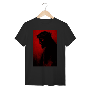 Camiseta Jesus Coroa de Espinhos Vermelha - Algodão Premium Preta