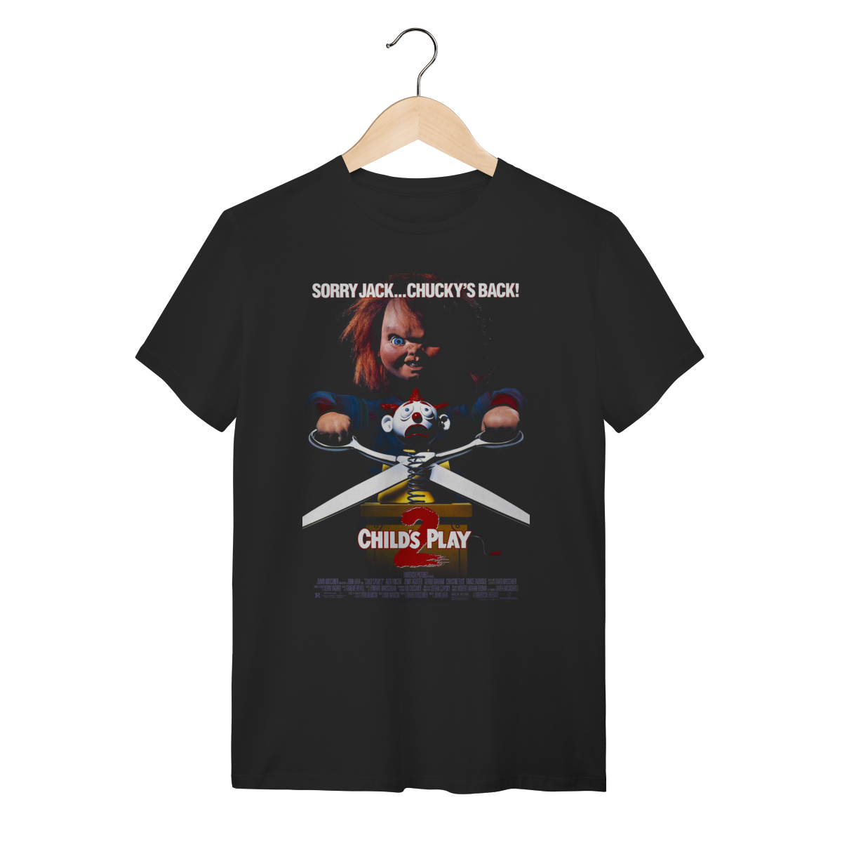 Nome do produto: Camiseta Preta Algodão Child\'s Play 2 (Brinquedo Assassino)