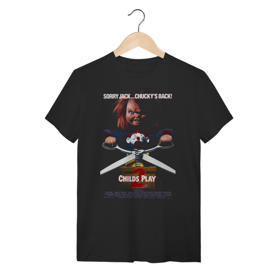 Camiseta Preta Algodão Child's Play 2 (Brinquedo Assassino)