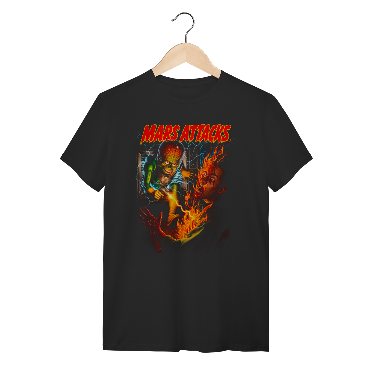 Nome do produto: Camiseta Mars Attacks – Estampa Sci-Fi Retrô Tim Burton