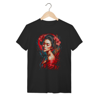 Camiseta Minimalist Geisha - Hibiscus Red & Blue 