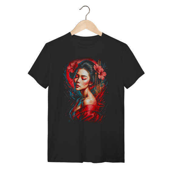 Camiseta Minimalist Geisha - Hibiscus Red & Blue 
