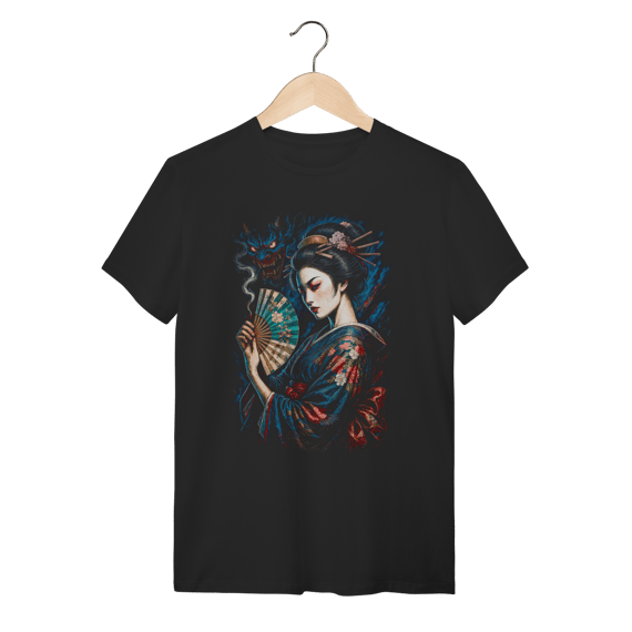 Camiseta Geisha Soul & Oni Shadow - Dualidade Japonesa 