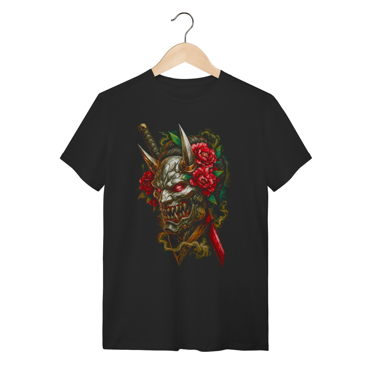 Nome do produto: Camiseta Cyber Oni Mask - Peony & Blade 
