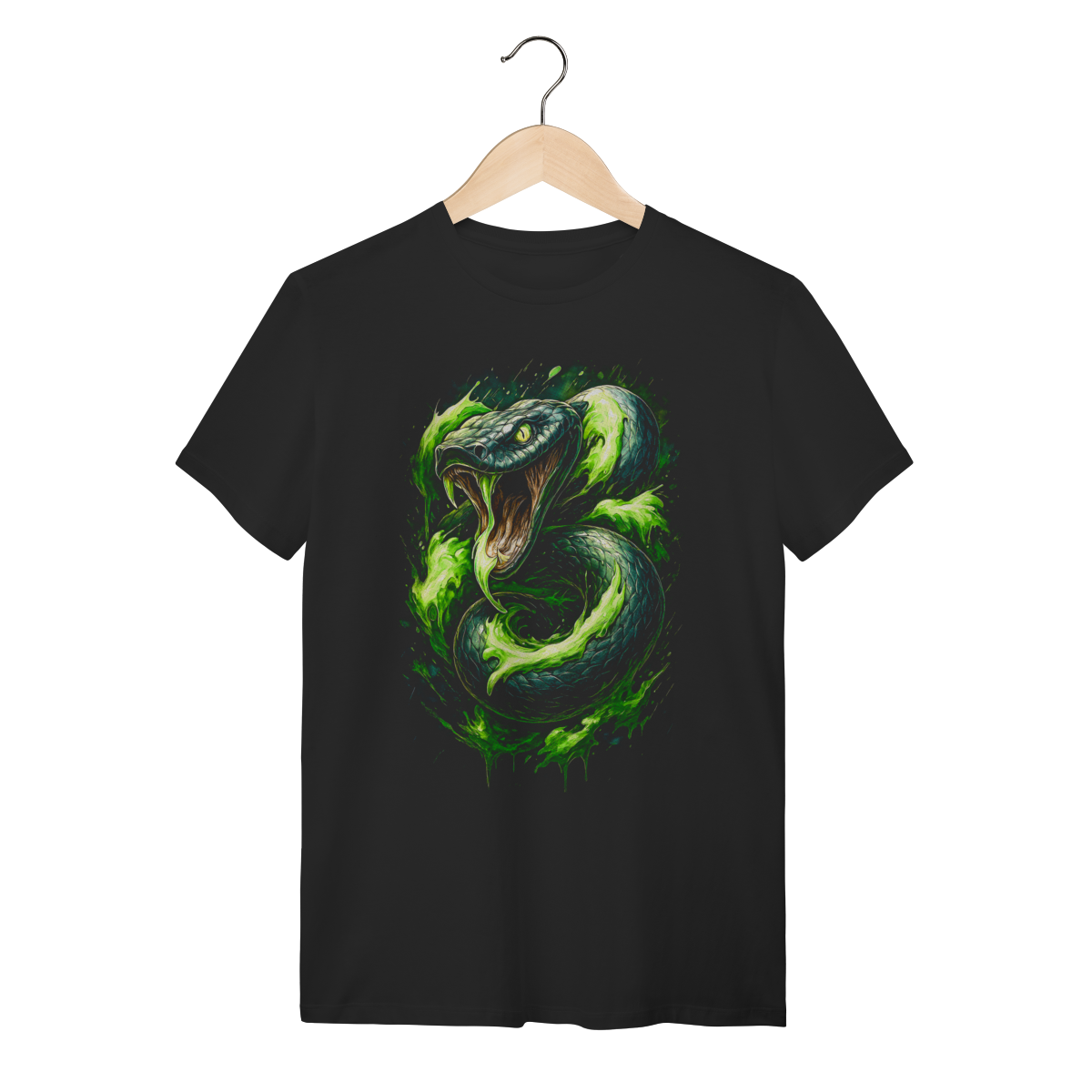 Nome do produto: Camiseta Acid Viper - Neon Green Snake Art 
