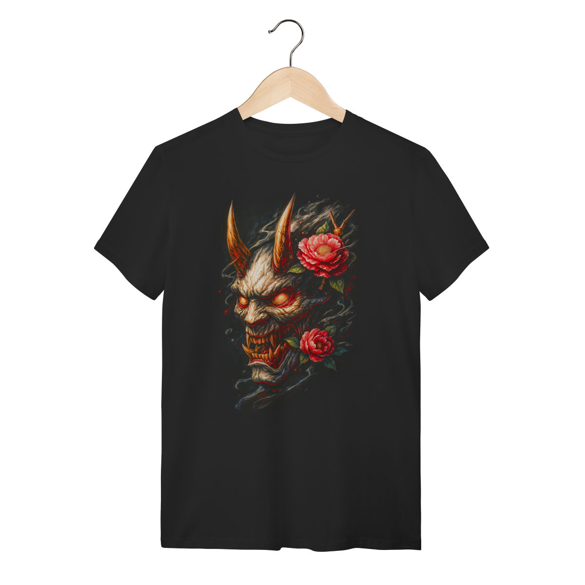 Nome do produto: Camiseta Hannya Bloom - Demon & Peonies 
