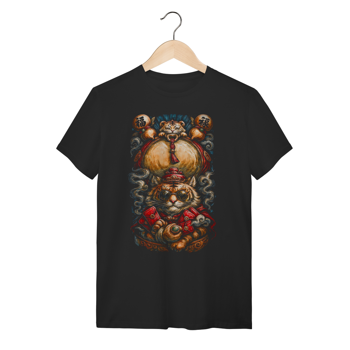 Nome do produto: Camiseta Estampada - Tigre da Fortuna Neo-Tradicional 