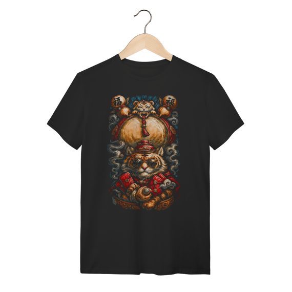 Camiseta Estampada - Tigre da Fortuna Neo-Tradicional 