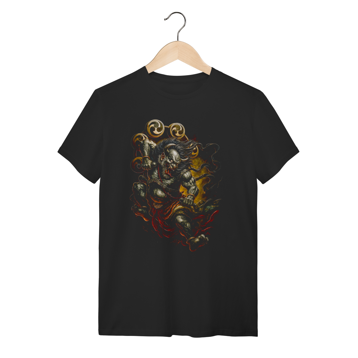 Nome do produto: Camiseta Estampa Oriental - Oni do Trovão com Tambores Taiko 