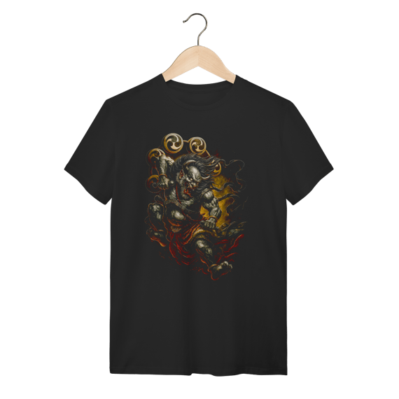 Camiseta Estampa Oriental - Oni do Trovão com Tambores Taiko 