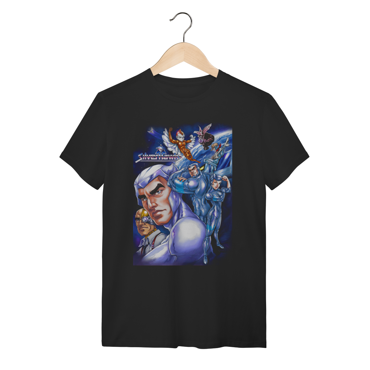 Nome do produto: Camiseta SilverHawks Desenho Antigo Preta Algodão Tradicional