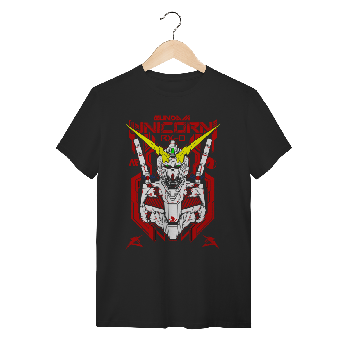 Nome do produto: Camiseta Gundam Unicorn RX-0 Mecha Preta 100% Algodão