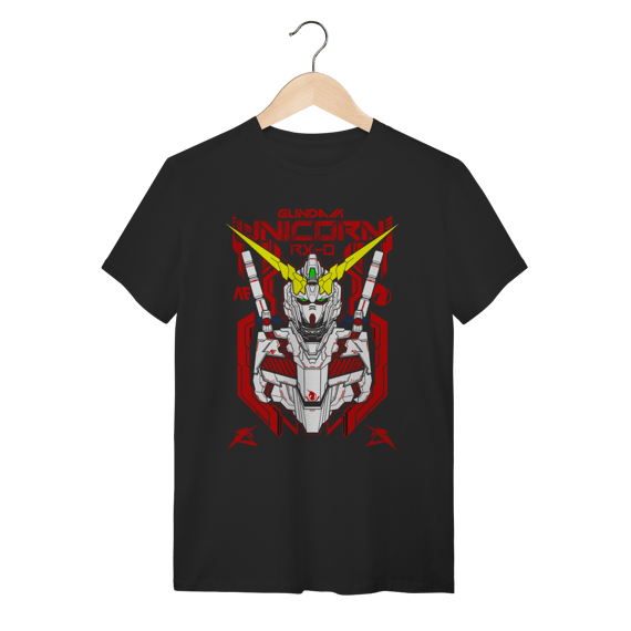 Camiseta Gundam Unicorn RX-0 Mecha Preta 100% Algodão