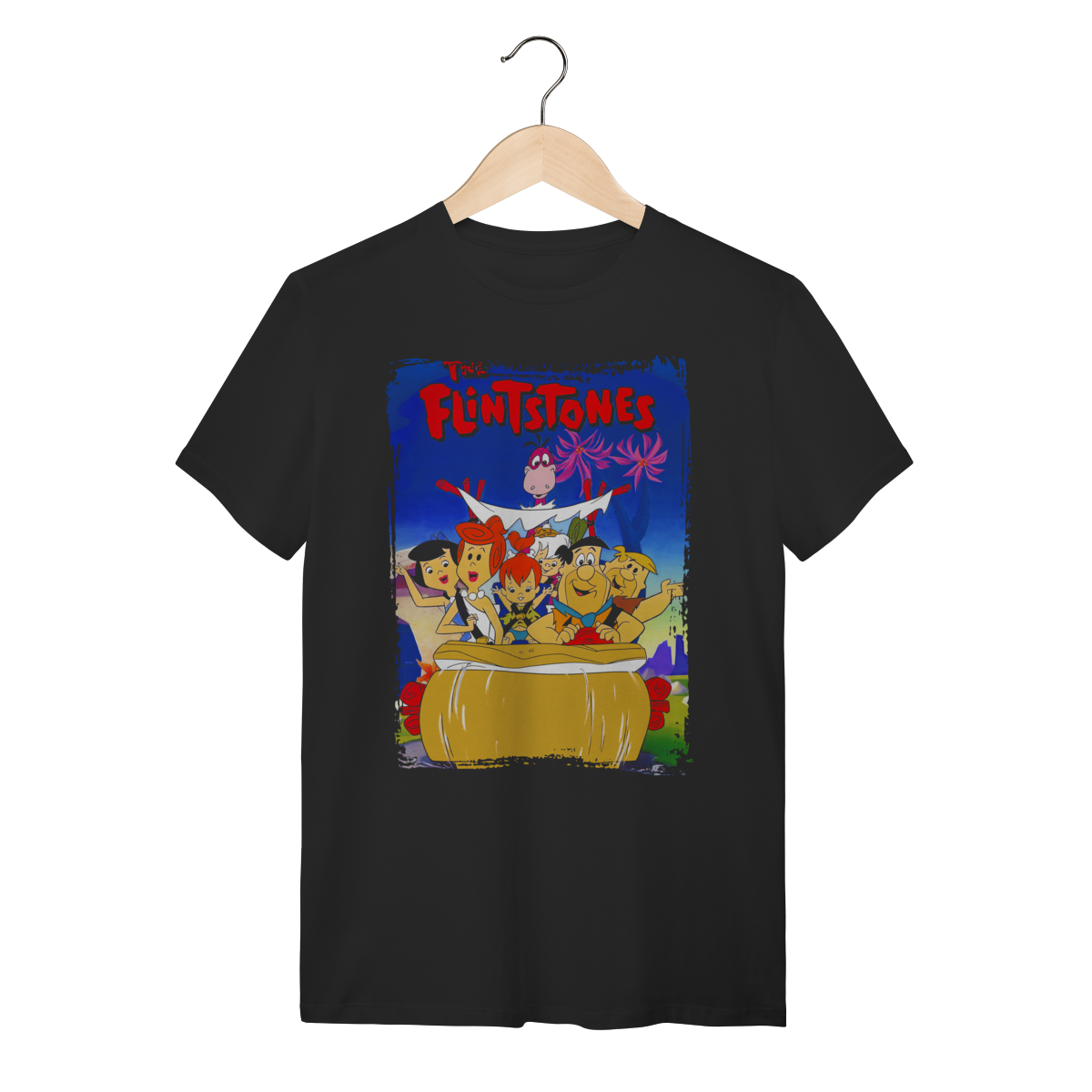 Nome do produto: Camiseta Preta Os Flintstones Família 100% Algodão
