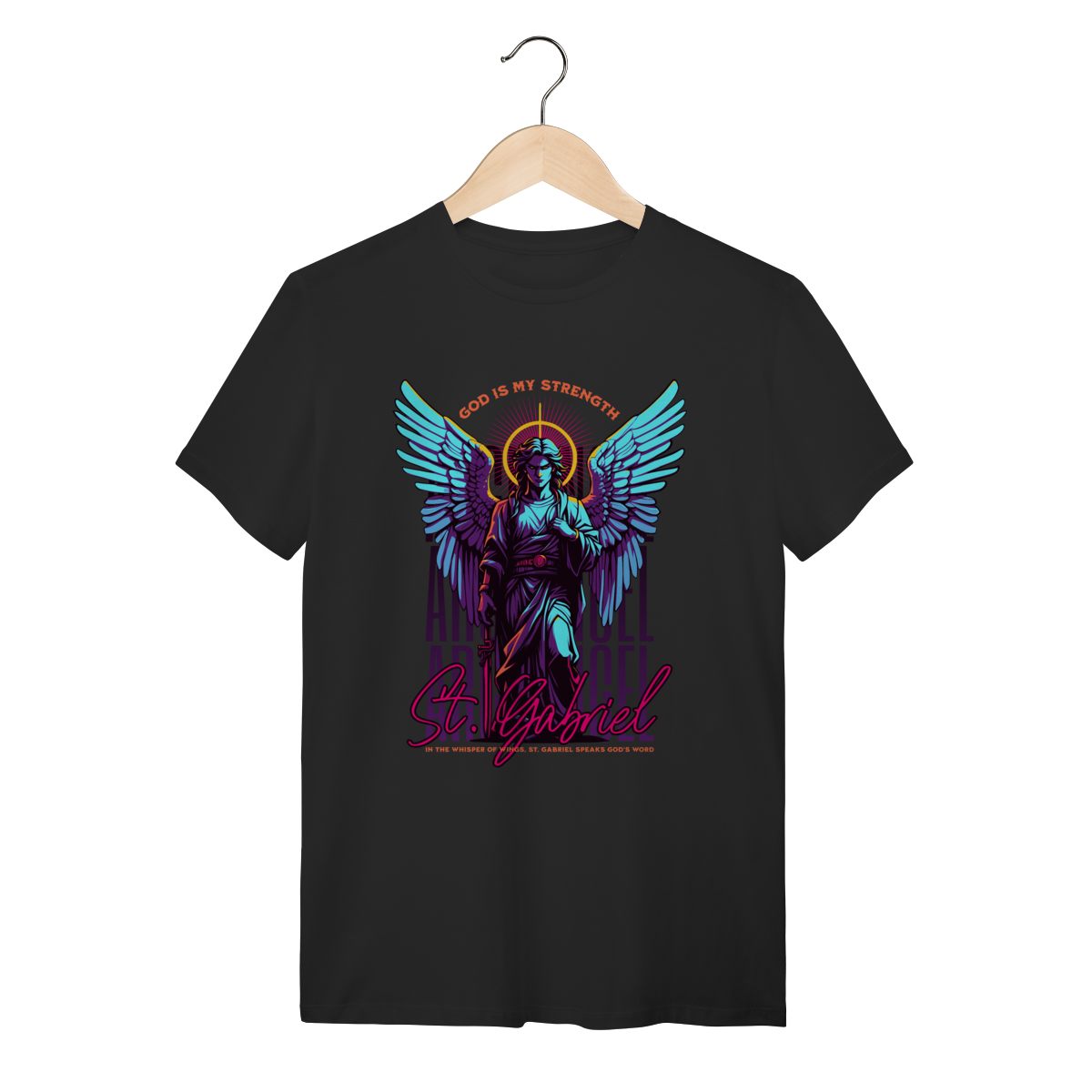 Nome do produto: Camiseta Streetwear Arcanjo São Gabriel - Preta 100% Algodão