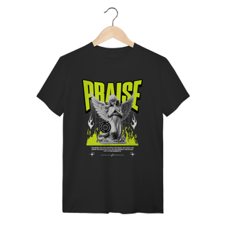 Camiseta Preta Praise Angel - Algodão Streetwear Neon