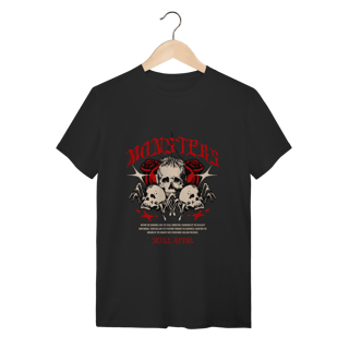 Nome do produto Camiseta Preta Skull Monsters - Estilo Dark Streetwear Algodão