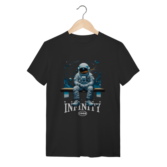 Camiseta Preta Astronauta Beyond Infinity - Algodão Espacial