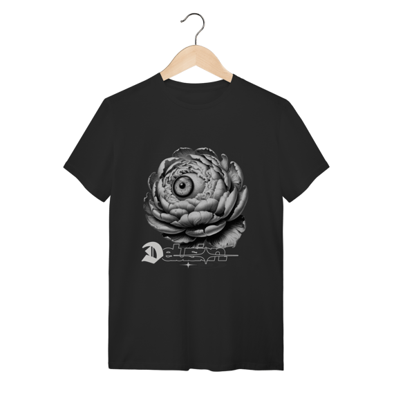 Camiseta Preta Delusion State - Algodão Dark Aesthetic Flor e Olho