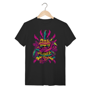 Camiseta Preta Monster Burger - Streetwear Algodão Cartoon