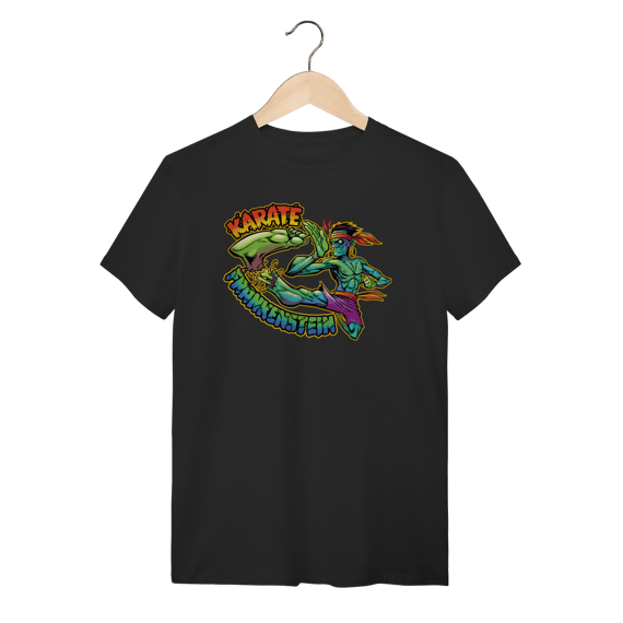 Camiseta Preta Karate Frankenstein - Algodão Estilo Geek Streetwear