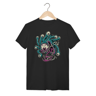Camiseta Preta 100% Algodão Estampa Monstro Beholder Geek