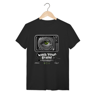 Nome do produto Camiseta Streetwear Preta Algodão Wash Your Brain TV Retrô Minimalista