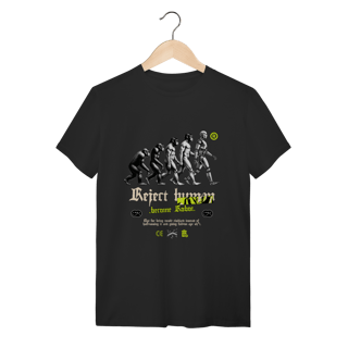 Camiseta Preta Algodão Evolução Humana Reject Human Become Robot