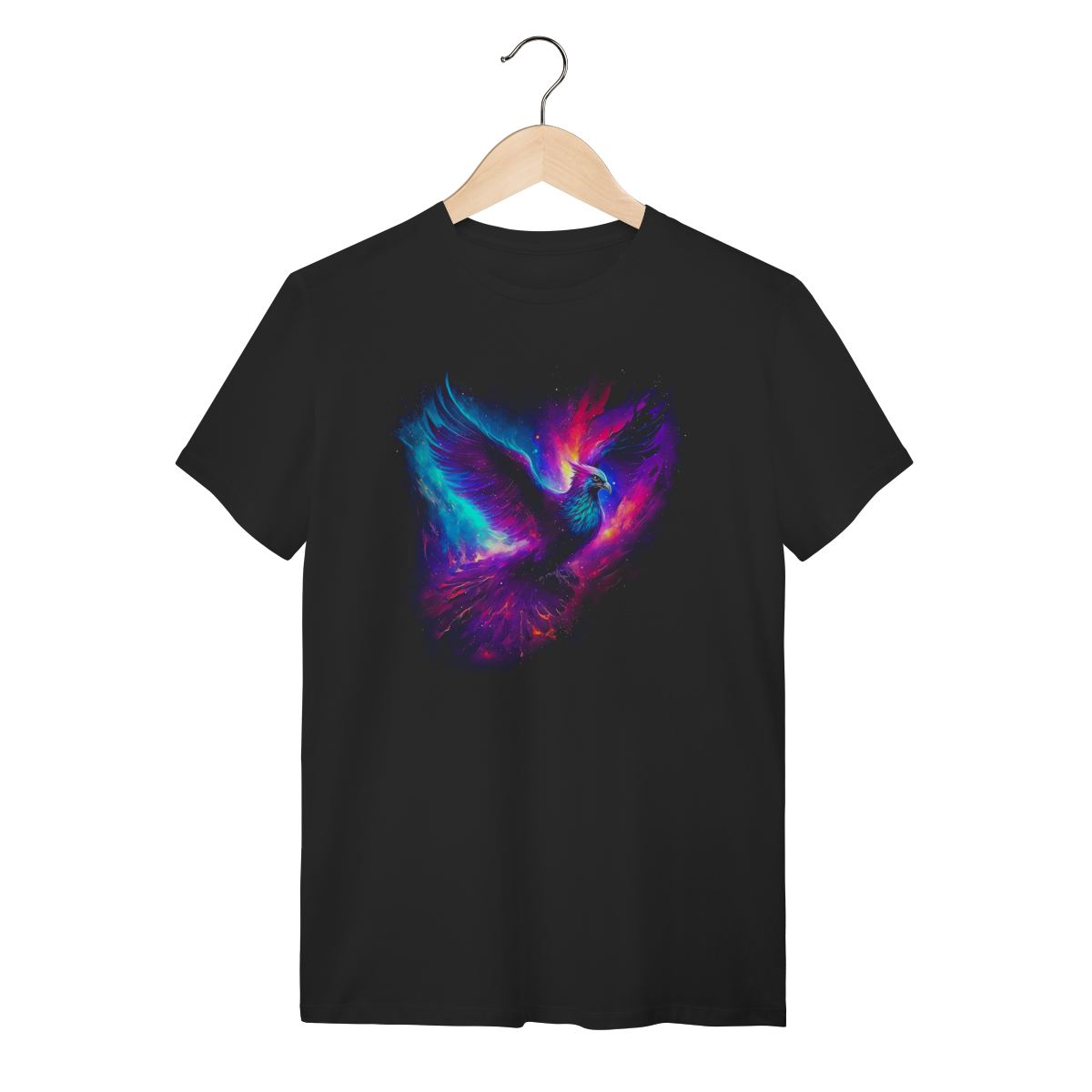Nome do produto: Camiseta Fênix Galáxia Estampa Animal Místico Algodão Premium