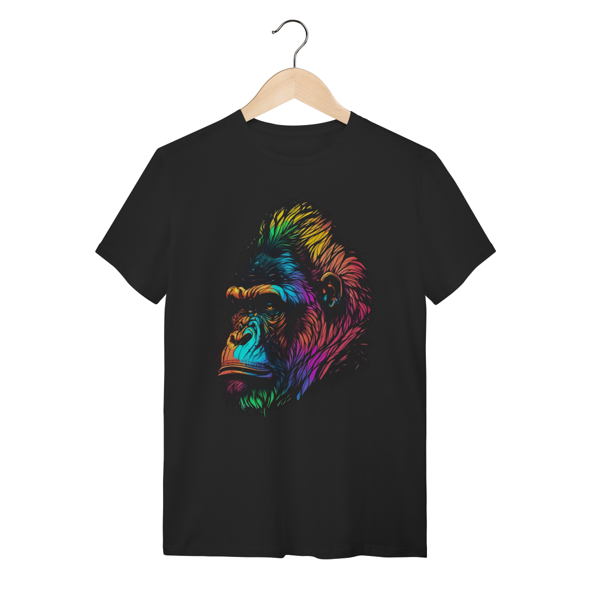 Nome do produto: Camiseta Gorila Colorido Pop Art Algodão Estampa Lateral