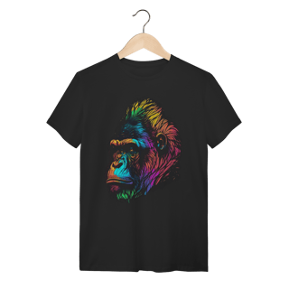Nome do produto Camiseta Gorila Colorido Pop Art Algodão Estampa Lateral