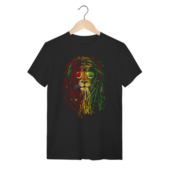 Camiseta Leão Reggae Dreadlocks Cores Rasta Algodão 