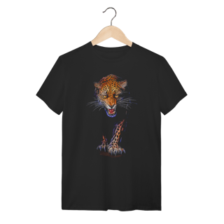 Camiseta Onça Pintada Estilo Realista - Algodão Premium Preta
