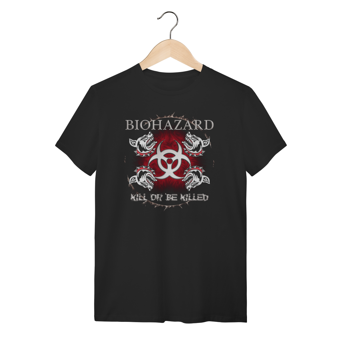 Nome do produto: Camiseta Biohazard Kill or Be Killed Hardcore Preta Algodão