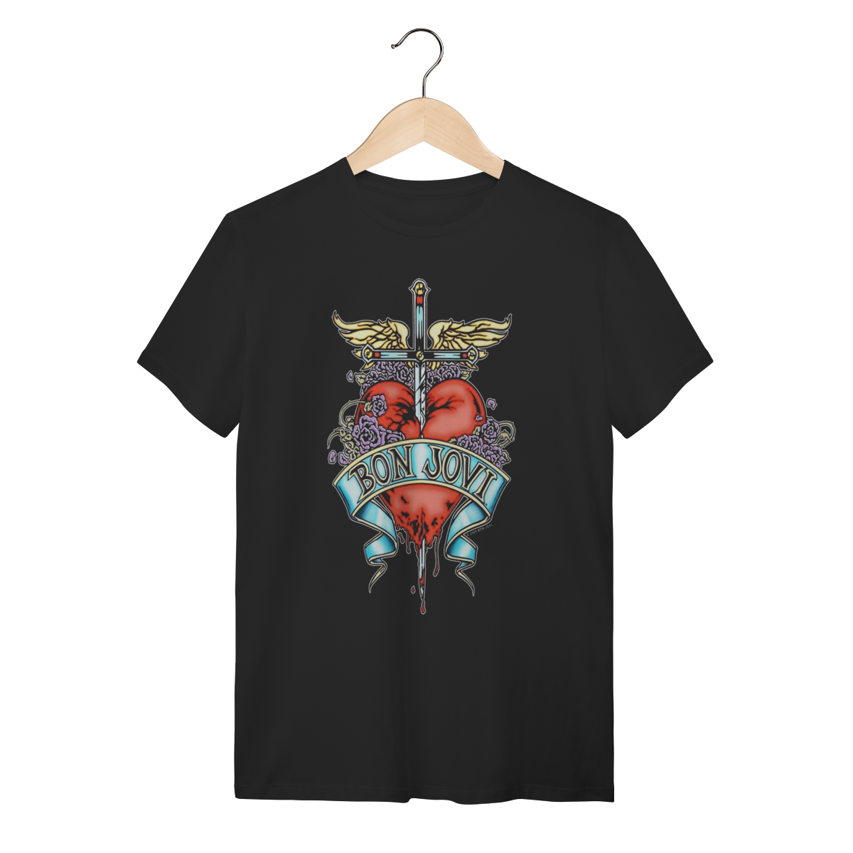 Nome do produto: Camiseta Bon Jovi Rock Band Preta 100% Algodão 