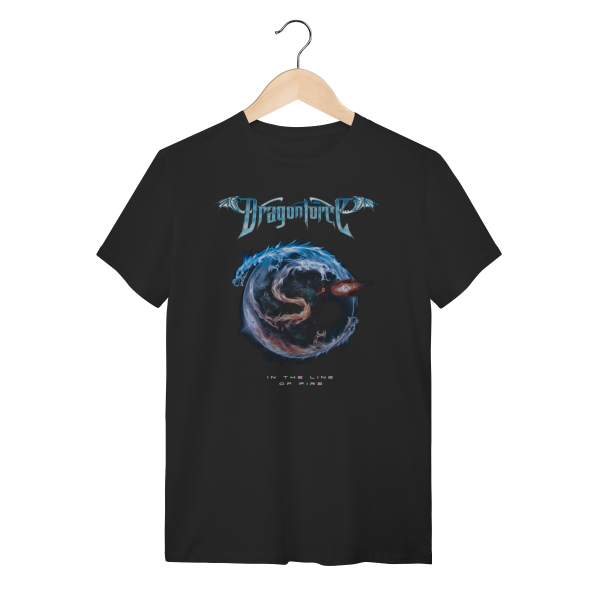 Nome do produto: Camiseta Dragonforce In the Line of Fire Power Metal Preta Algodão