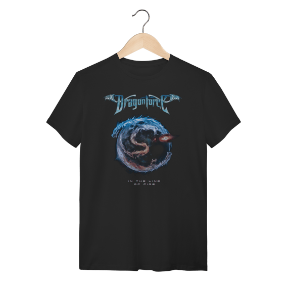 Camiseta Dragonforce In the Line of Fire Power Metal Preta Algodão
