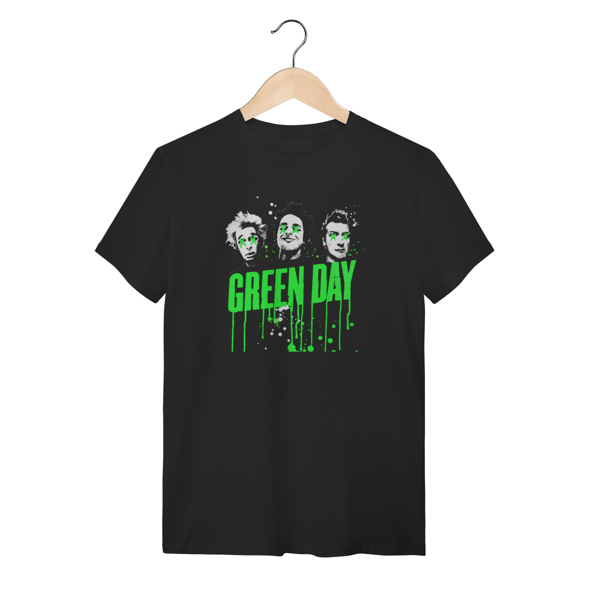 Nome do produto: Camiseta Green Day Punk Rock - Estampa Trio Neon - Algodão Premium
