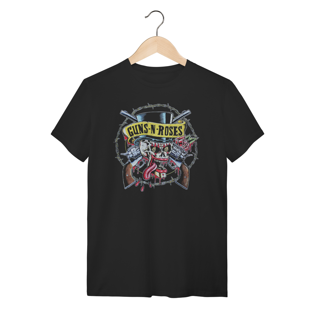 Nome do produto: Camiseta Guns N\' Roses Skull & Guns - Rock n\' Roll Clássico