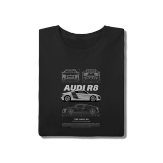Nome do produto Camiseta Audi R8 White Edition - Design Blueprint Minimalista